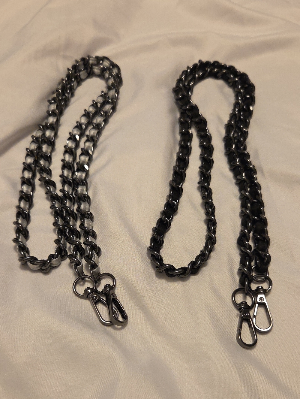Lug Gunmetal Chain Purse Strap - Set of 2. Silver And Black.These Are 44" Length